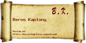Beros Kaplony névjegykártya