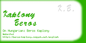 kaplony beros business card